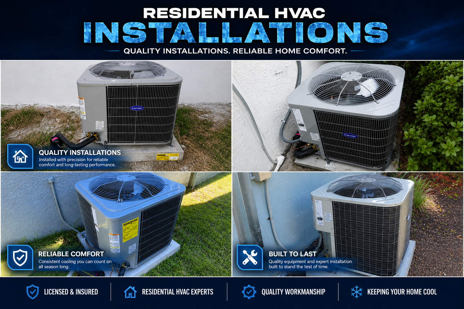 Residential HVAC installations completed by Blue Freeze